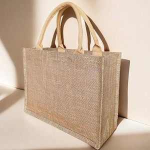 Jute Shopping <b>Bag</b> <b>Medium</b> <b>Size</b> Top Handle Gift <b>Bag</b> Natural Color Hand Length Handle Made In Bangladesh - Product Image 5