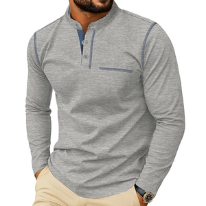Camisetas Henley Personalizadas para Hombre, Estilo Urbano, Retro, Manga Corta, Cuello en V, Casuales, con Botones - Product Image 5