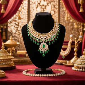 Magnífico Juego de Joyería Nupcial Chapado en Oro de 24K con Piedras Austriacas y Cuentas, Estilo Étnico, Conjuntos de Joyería Fina-10575538GR - Product Image 3