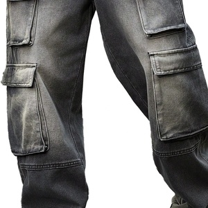 Jean cargo homme 2026 coupe large multi-poches en denim délavé, style streetwear décontracté - Product Image 5