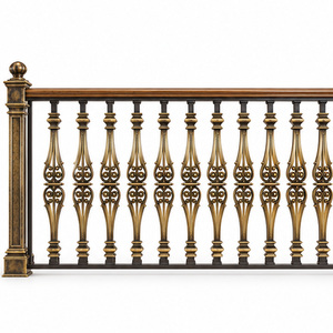 Rampe d'escalier ornementale en bronze sculpté avec balustres ajourés en forme de goutte d'eau pour villas, hôtels et grands intérieurs - Product Image 4