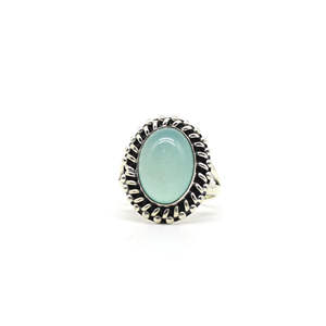 Anillo de Calcedonia Azul Natural con Engaste de Plata de Ley 925, Joyería Moderna y Elegante para Mujer, Venta al Por Mayor - Product Image 2