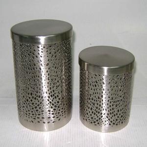 Ensemble de boîtes en acier inoxydable brossé moderne, cylindres perforés en métal, pots de rangement hermétiques de qualité alimentaire avec couvercles durables pour - Product Image 2