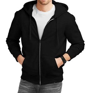 Sudadera con capucha y cremallera para hombre, bordada, con cierre de doble panel, 100% algodón, forro interior suave de punto, ajustable frontalmente, estilo casual urbano. - Product Image 3