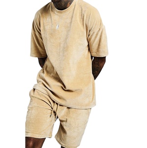 Ensemble deux pièces en velours respirant de haute qualité, 100 % laine, avec t-shirt et short, vêtements d'extérieur vierges pour le jogging et la course, idéal pour l'été. - Product Image 1