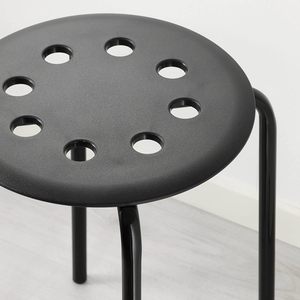 Taburete Moderno de Metal Negro con Asiento Redondo Perforado para Cocina, Baño, Ducha, Jardín, Taller, Silla de Utilidad - Product Image 5