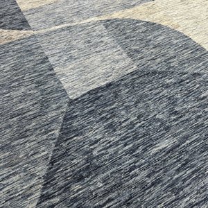 Alfombra Persa Geométrica Moderna de Lana y Seda Anudada a Mano de 8x10 Pies, Color Azul Grisáceo, para Sala de Estar, Contemporánea, Lavable, de Alta Densidad de Nudos - Product Image 5