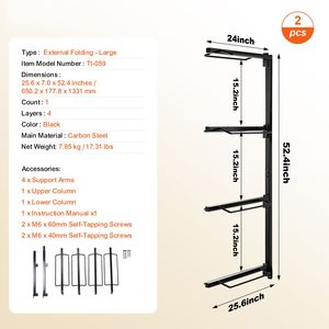 Portasella da Parete Rinforzato 24 x 7 x 52 Pollici a Quattro Livelli per Selle da Cavallo Western e Inglesi - Supporto per Stoccaggio Equestre - Product Image 5
