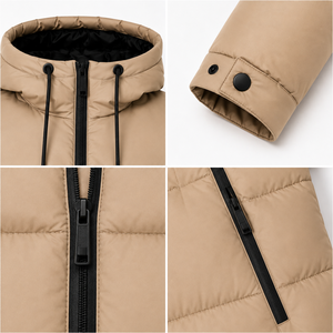 Veste matelassée pour homme avec broderie personnalisée, à capuche, résistante à l'eau, manteau d'hiver chaud, vêtements d'extérieur rembourrés, fabricant - Product Image 4