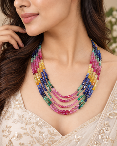Collar de cuentas de piedra multicolor de forma ovalada para la fabricación de joyas, accesorio de moda para mujer, cuentas ovaladas de zafiro natural multicolor. - Product Image 2