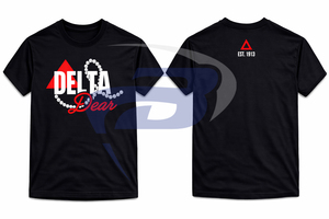 Delta |   Sigma |   Camiseta negra Delta Pearl de la hermandad Theta, diseño de letras griegas llamativas, 100% algodón, transpirable, camiseta negra de la hermandad DST - Product Image 6
