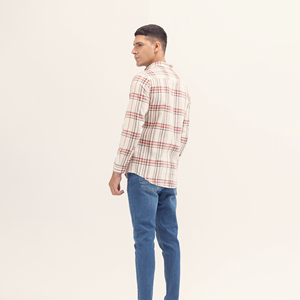Men's Plaid Long Sleeve Casual Shirt Button <b>Down</b> Collar 100% Cotton Poplin Breathable Spring Wear - Product Image 3