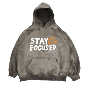 Acid Washed Winter Fleece Cotton Blended <b>Men's</b> Lined Pullover Regular Fit Hoodies High Quality Eco-Friendly Fashion Apparel - Product Image 3