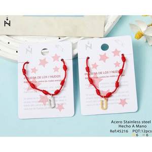 PULSERA-U Pulsera con Nudo de Siete Estrellas y Letra U, Pulseras de Acero Inoxidable con Dijes de Moda - Product Image 1