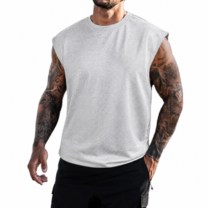 เสื้อกล้ามถักคอโอสีเทาสำหรับผู้ชาย สวมใส่สบายๆ - Product Image 1