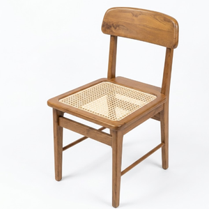 Chaises de restaurant d'extérieur modernes en teck massif et rotin écologique durable - Product Image 1
