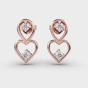 Premium Quality Moissanite Round Cut Diamond Earrings <b>Rose</b> Gold Finish Elegant Fine Jewelry Available At Competitive Price - Product Image 1