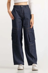 Pantalon en jean taille haute à jambe large pour femme, en coton, coupe ample, longueur cheville, style décontracté printemps, couleur unie, tissu tissé respirant - Product Image 3