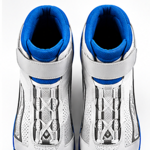 Bottes de moto AULTRA ONE ENTERPRISES blanches et bleues, respirantes, légères, à lacets et fermeture auto-agrippante, en cuir véritable, semelle en caoutchouc - Product Image 5
