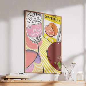 Arte de pared navideño, póster vintage de pomelo y cítricos, decoración de pared retro para cocina, impresión en lienzo - Product Image 3