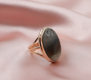 Natural Botswana Agate Gemstone 925 Sterling Silver <b>Ring</b> Handmade Oval Cabochon Boho <b>Statement</b> Jewelry Gift for Women Her Men - Product Image 3