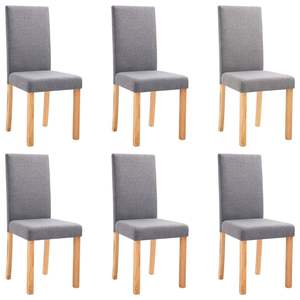 Ensemble de 6 chaises de salle à manger en tissu gris clair avec pieds en bois de caoutchouc - Product Image 2