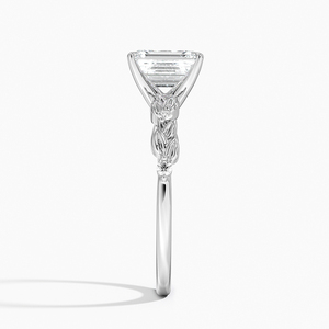 BOJ <b>Ring</b> 0108 Emerald Cut 925 <b>Silver</b> Leaves and Buds Setting <b>Solitaire</b> Diamond <b>Ring</b> 2ct D Color VVS1 Moissanite GRA Certified - Product Image 3