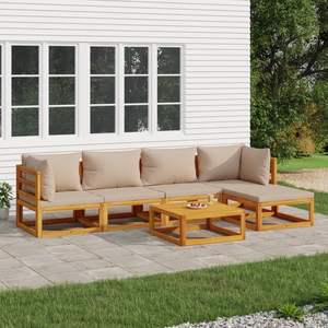 Conjunto de Muebles de Jardín de Madera de Acacia Sólida en Color Taupe, Tamaño Grande, con Poliéster, Muebles de Exterior Duraderos - Product Image 1