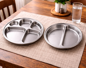 Plato Thali Personalizado de Acero Inoxidable OEM |   Plato de Comida con Divisiones Económico para Escuelas y Cantinas, Venta al por Mayor - Product Image 6