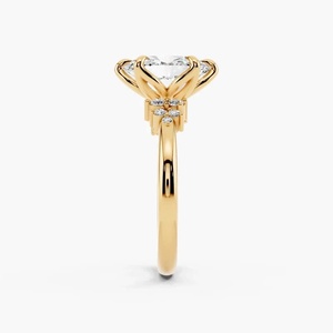 Anillo de Compromiso con Diamante Cultivado en Laboratorio de Corte Ovalado, Certificado IGI, con Piedras Laterales Florales, Engaste de Seis Puntas en Oro de 10K, 14K, 18K, Plata 925, 935 - Product Image 4