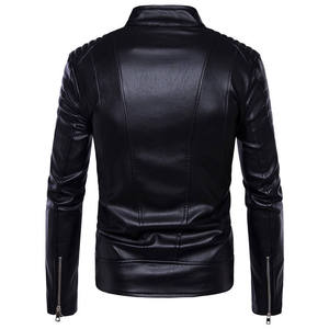 For Skin Men's Coated Woven Leather <b>Jacket</b> 100% Natural Cowhide Breathable Vintage Hooded Stand Collar Multi-zip Front - Product Image 2