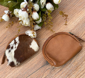 Vente chaude fermeture éclair sac à monnaie peau de vache en cuir véritable petit porte-monnaie 2022 nouveau arrivé Mini sac femmes changement sacs à main - Product Image 5