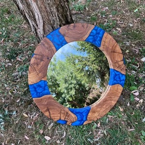 Handmade Resin Wooden Wall Mirror Modern Designer Frame for Living Room Bedroom Entryway and Home Decoration - Product Image 5