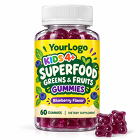 Gummies Super Alimentaires pour Enfants Marque Blanche – Légumes Verts & Fruits, Sans Sucre, Fer, Probiotiques, Multivitamines – 60 Unités (OEM)