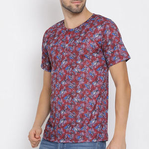 เสื้อยืดคอกลมแขนสั้นผู้ชาย ลายแดงน้ำเงิน ทรงปกติ ผ้าเจอร์ซีย์ถัก 100% ผ้าฝ้าย ระบายอากาศได้ดี - Product Image 3