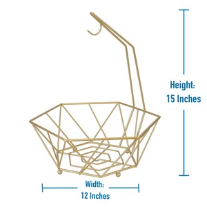Geometric <b>Gold</b> Metal Fruit <b>Basket</b> For Modern Home Decor Kitchen Countertop Organization Restaurant And Cafe Display From India - Product Image 4