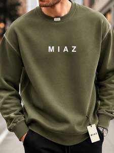 เสื้อสเวตเชิ้ตคอกลมสีดำสำหรับผู้ชาย MIAZ ทรงปกติ สีพื้น เรียบง่าย สวมใส่สบาย เหมาะสำหรับฤดูหนาว ไม่หดตัว แห้งเร็ว รับสั่งทำ - Product Image 6