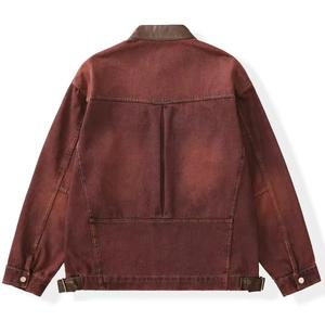 Blouson Bomber Polaire Homme Col Montant Décontracté Coupe Droite Coton Lavé Respirant Style Vintage Automne avec Détails Coupés à l'Avant - Product Image 4