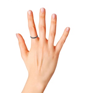 Bague éternité en argent sterling 925 plaqué rhodium noir avec pavé de diamants noirs naturels |   Bijoux fins faits à la main, cadeau pour femmes - Product Image 2