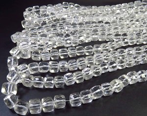 Perles de pierres précieuses en cristal naturel transparent de haute qualité, forme boîte, 6-8 mm, facettées, polies, percées au centre, en forme de cube, brin de 16 pouces, pour usage DIY - Product Image 6