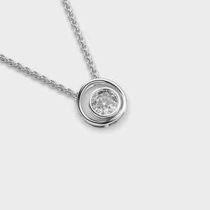 IGI Certified Lab Grown Diamond Bezel Set Solitaire Circle Pendant in <b>Solid</b> 925 Sterling <b>Silver</b> Minimal Floating Pendant - Product Image 2