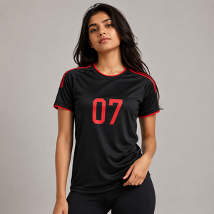 Fabricante Mayorista de Camisetas de Fútbol Femeninas, Camiseta de Fútbol Femenina con Impresión Personalizada, Camiseta de Fútbol Femenina con Cuello Redondo - Product Image 1