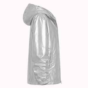 Vestes brillantes personnalisées pour homme, légères, métalliques, à manches longues, style trench, à capuche, pour soirée et discothèque - Product Image 2