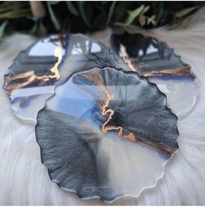 Square resin <b>coaster</b> <b>set</b> with glossy finish protecting furniture surfaces daily use stylish living room decor - Product Image 5