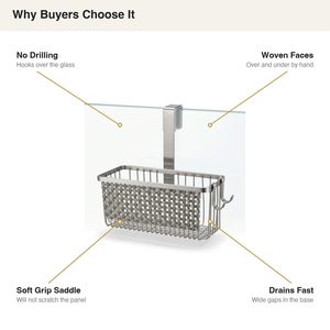 Handmade SS202 26 cm Brushed Steel <b>Shower</b> Caddy No Drilling Dwar Lattice Glass <b>Rack</b> for Home Decor Hotels and Weddings - Product Image 5