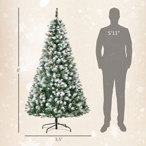 Albero di Natale Artificiale Innevato da 210 cm con 61 Pigne e 800 Punte in PE, con Cerniere e Rami a Forma di Abete - Product Image 3