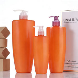 Custom Orange PET Plastic Lotion <b>Pump</b> <b>Bottle</b> for Shampoo Conditioner Hair Care Cosmetic Packaging Container Wholesale - Product Image 1