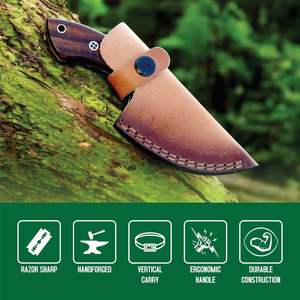 Cuchillo de caza y camping de hoja fija de acero de Damasco forjado a mano OEM con mango de palisandro, cuchillo EDC Skinner con funda - Product Image 5