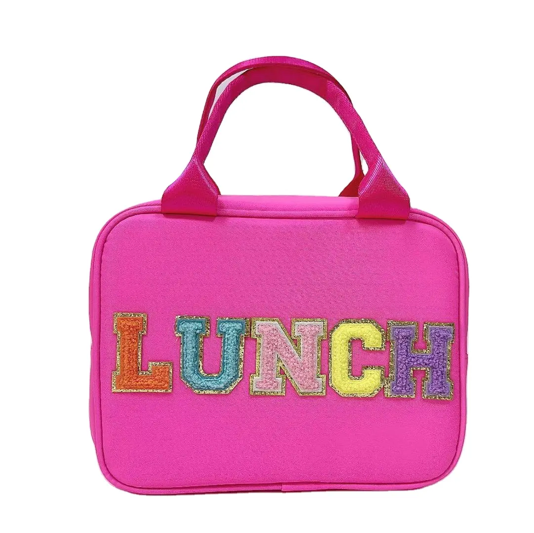 Navi Factory custom Patch Cute Pink Waterproof Nylon Insulated Lunch Box borse termiche per bambini