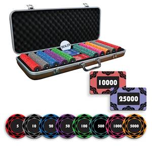 Petaluxe - Juego de Fichas de Póker de 300/500 Piezas con 10/20 Placas, Fichas de Cerámica de 40/45/50 mm, Peso de 10/14/17 g, Incluye 10/20 Bandejas - Product Image 1